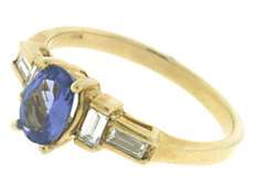 Glowing 14kt YG Emerald Cut Tanzanite and Diamond Ring
