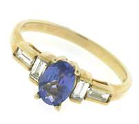 Glowing 14kt YG Emerald Cut Tanzanite and Diamond Ring