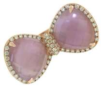 Gorgeous 14kt YG Amethyst & Diamond Bow Ring