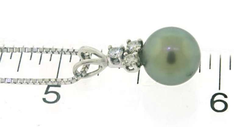 Fantastic Black Pearl and Diamond Necklace