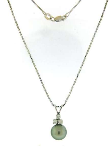 Fantastic Black Pearl and Diamond Necklace