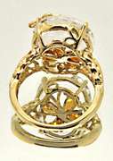 14K YELLOW GOLD ROCK CRYSTAL & CITRINE RING.