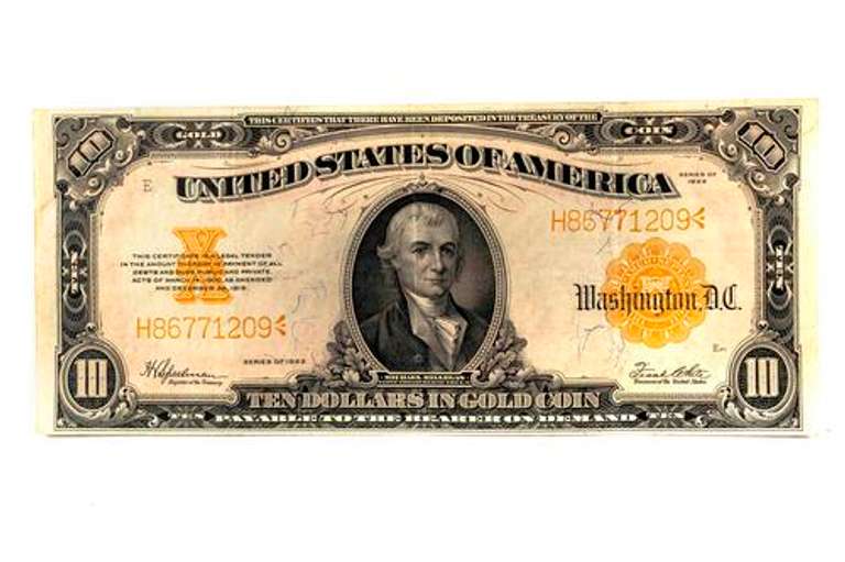 1922 $20 Dollars Gold Certificate With Sharp Inking