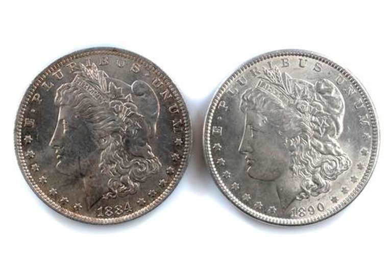 1884 O And 1890 Morgan BU Dollars