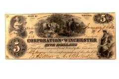 Confederate States $5 Corporation of Winchester $ 5 Note 1862