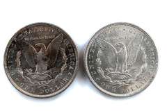 1884 O And 1890 Morgan BU Dollars