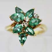 Exquisite 14K Emerald & Diamond Cluster Ring