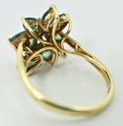 Exquisite 14K Emerald & Diamond Cluster Ring