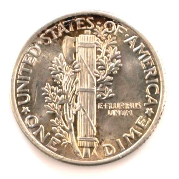 Gem BU 1925 Toned Full Split Band Mercury Dime