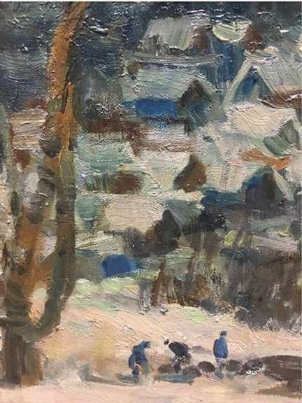 Stunning Painting of Town in Ples, Blue Ridge