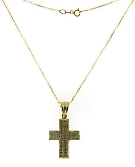 Fantastic 14kt YG Pave Diamond Cross Necklace
