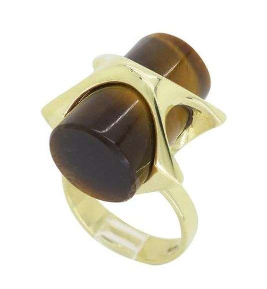 14K Yellow Gold Tigers Eye Cocktail Ring