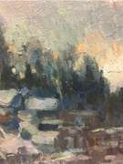 Stunning Painting of Town in Ples, Blue Ridge