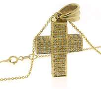 Fantastic 14kt YG Pave Diamond Cross Necklace