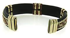 Lot of 2 Black Leather Copper Cuffs