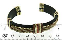 Lot of 2 Black Leather Copper Cuffs