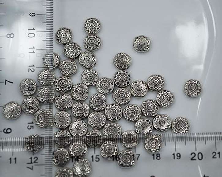 Coin Pewter Spacer Beads Sun Pattern, 50 Ct. 10 X 4 mm