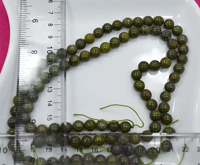 Moss Green Pyrite Stone, 96 Count 8mm Round Beads