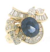 Elegant Blue Sapphire and Diamond Ring