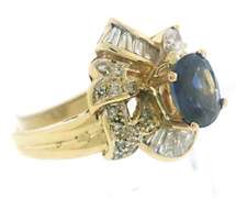Elegant Blue Sapphire and Diamond Ring