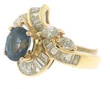 Elegant Blue Sapphire and Diamond Ring