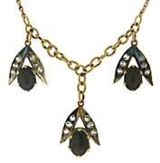 Vintage 14kt YG Black Star & White Sapphire Necklace