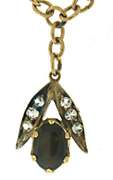 Vintage 14kt YG Black Star & White Sapphire Necklace