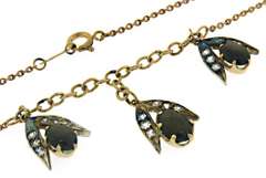 Vintage 14kt YG Black Star & White Sapphire Necklace