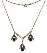 Vintage 14kt YG Black Star & White Sapphire Necklace