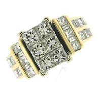 Fantastic 14kt YG Princess Cut Diamond Cluster Ring