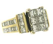 Fantastic 14kt YG Princess Cut Diamond Cluster Ring