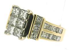Fantastic 14kt YG Princess Cut Diamond Cluster Ring