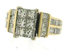 Fantastic 14kt YG Princess Cut Diamond Cluster Ring