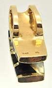 14K YELLOW GOLD SLIDE PENDANT/W ONYX, DIAMONDS & MOTHER OF PEARL