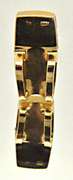 14K YELLOW GOLD SLIDE PENDANT/W ONYX, DIAMONDS & MOTHER OF PEARL