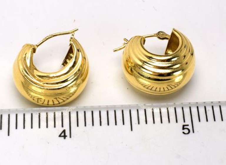 14KT Wide Huggie Hoop Earrings