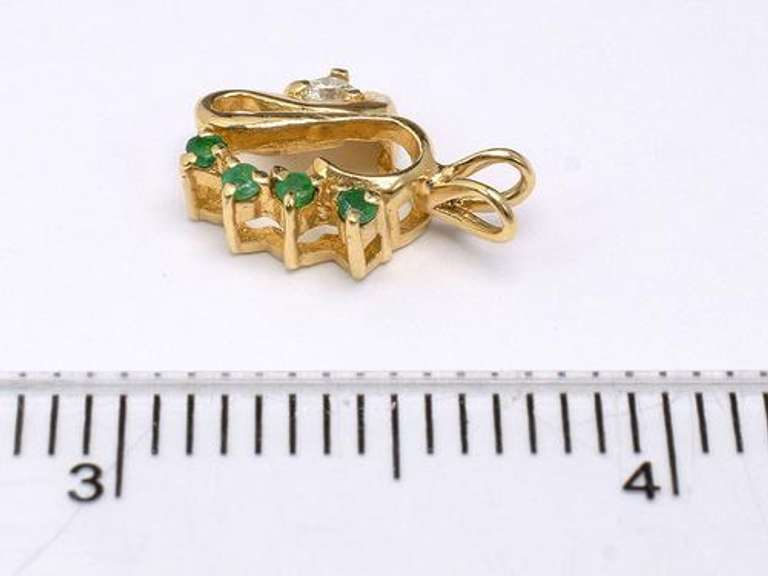 Unique Emerald & Diamond Pendant, 14KT