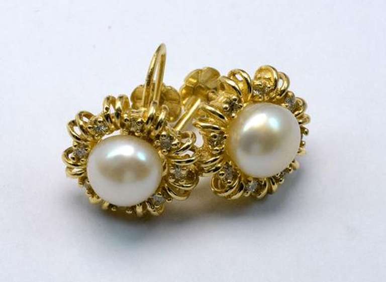 Stunning Pearl & Diamond Earrings