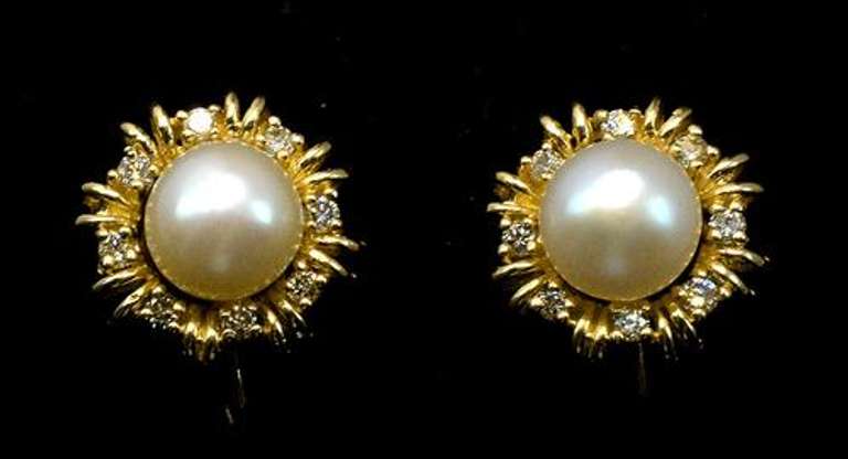 Stunning Pearl & Diamond Earrings