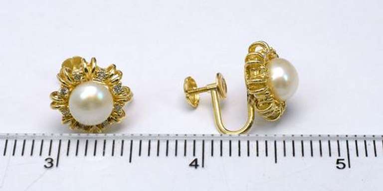 Stunning Pearl & Diamond Earrings