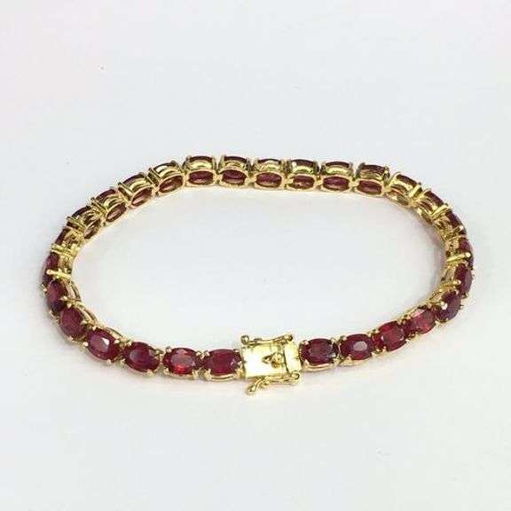 Classy 22.0 Carat Natural Ruby Tennis Bracelet in 14kt Solid Yellow Gold- 7 inches