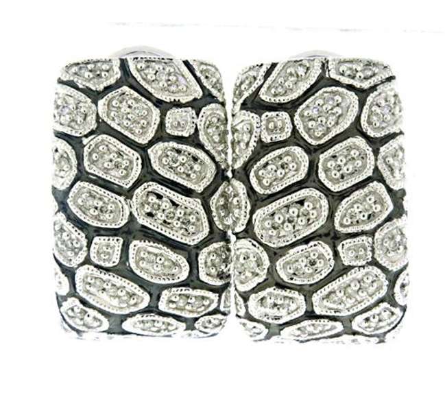 Fabulous Diamond Milgrain Texture Hoop Earrings