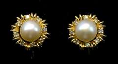 Stunning Pearl & Diamond Earrings
