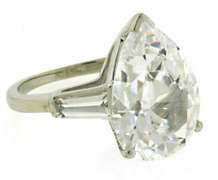 Magnificent 14kt WG CZ Pear and Baguette Ring