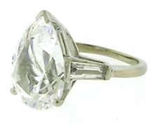 Magnificent 14kt WG CZ Pear and Baguette Ring