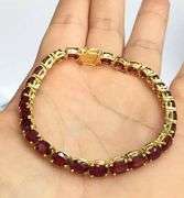 Classy 22.0 Carat Natural Ruby Tennis Bracelet in 14kt Solid Yellow Gold- 7 inches