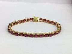 Classy 22.0 Carat Natural Ruby Tennis Bracelet in 14kt Solid Yellow Gold- 7 inches