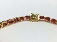 Classy 22.0 Carat Natural Ruby Tennis Bracelet in 14kt Solid Yellow Gold- 7 inches
