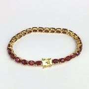 Classy 22.0 Carat Natural Ruby Tennis Bracelet in 14kt Solid Yellow Gold- 7 inches