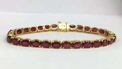 Classy 22.0 Carat Natural Ruby Tennis Bracelet in 14kt Solid Yellow Gold- 7 inches